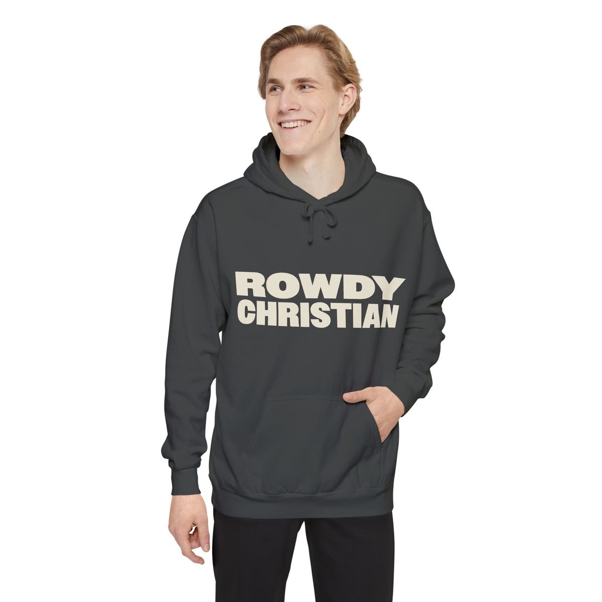 Rowdy Christian Garment-Dyed Hoodie | Pepper