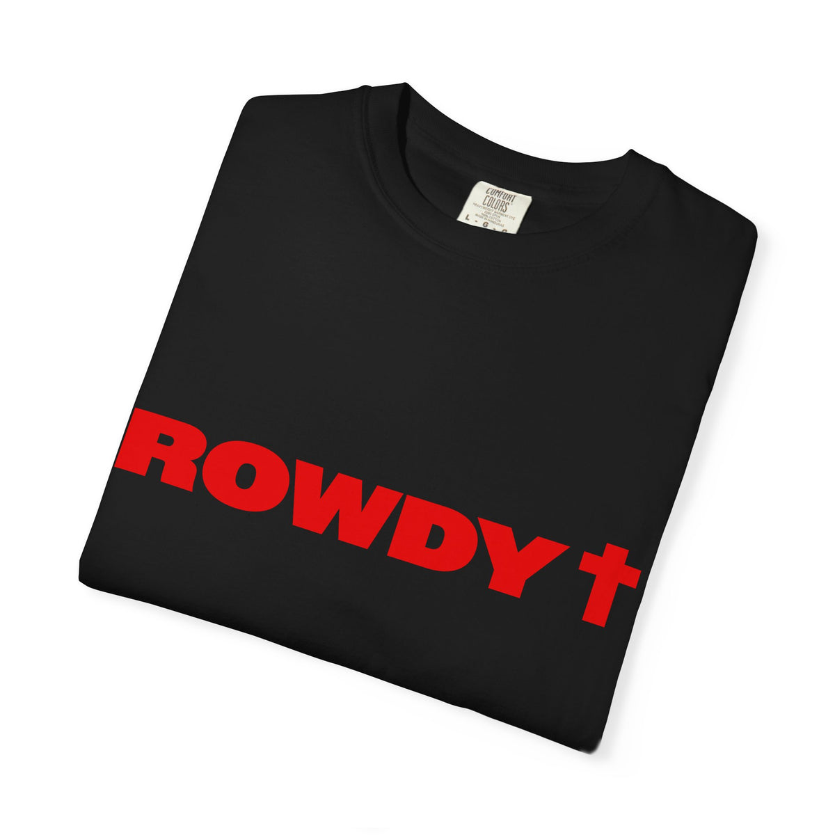 Rowdy Cross Tee | Black, Front & Back Print
