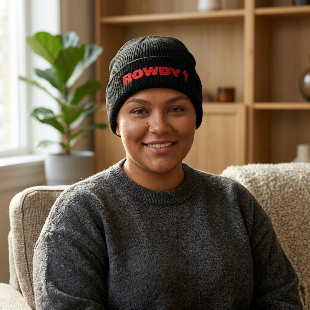 Rowdy Cross Cuff Beanie | Ribbed Knit