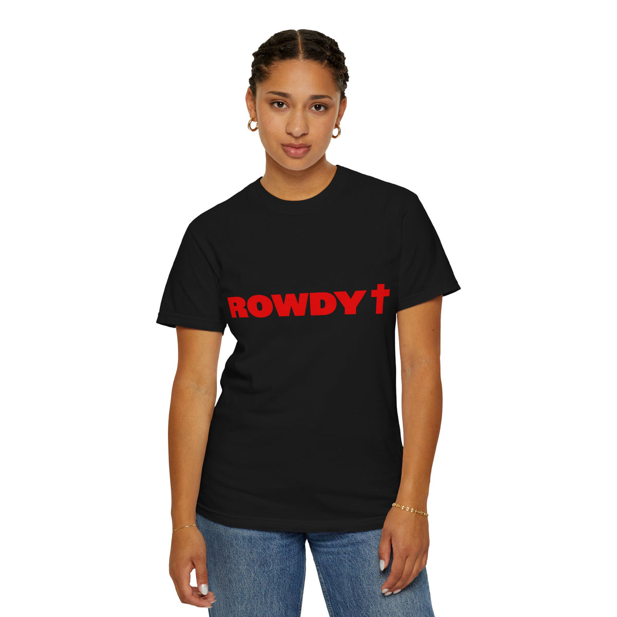 Rowdy Cross Tee | Black, Front & Back Print