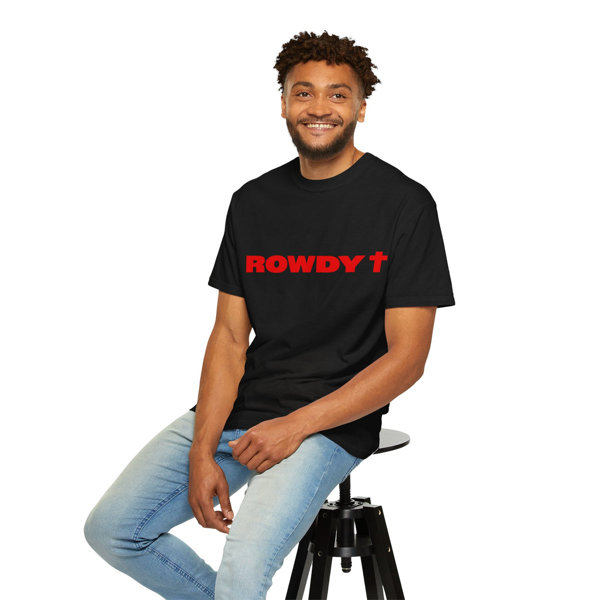 Rowdy Cross Tee | Black, Front & Back Print