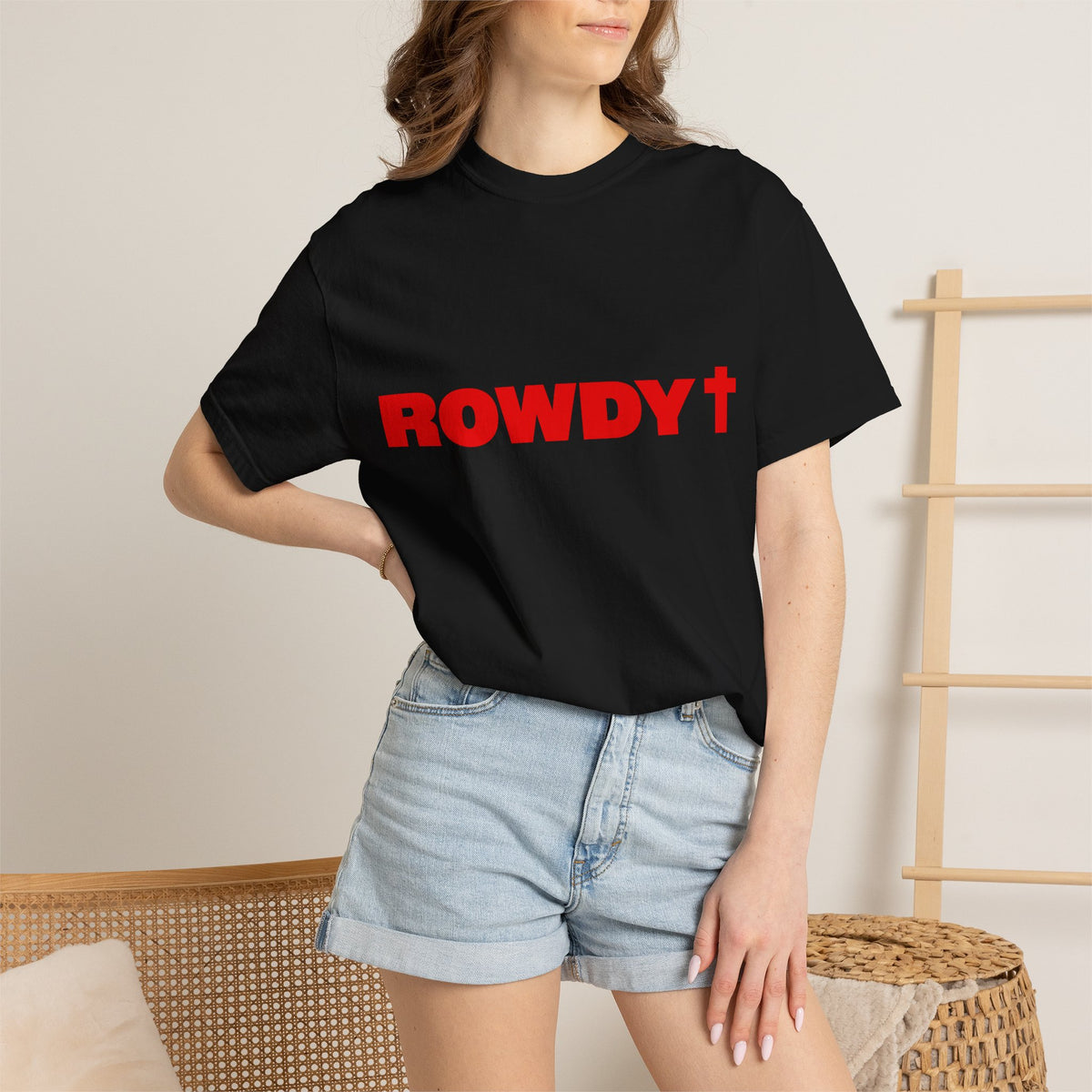 Rowdy Cross Tee | Black, Front & Back Print