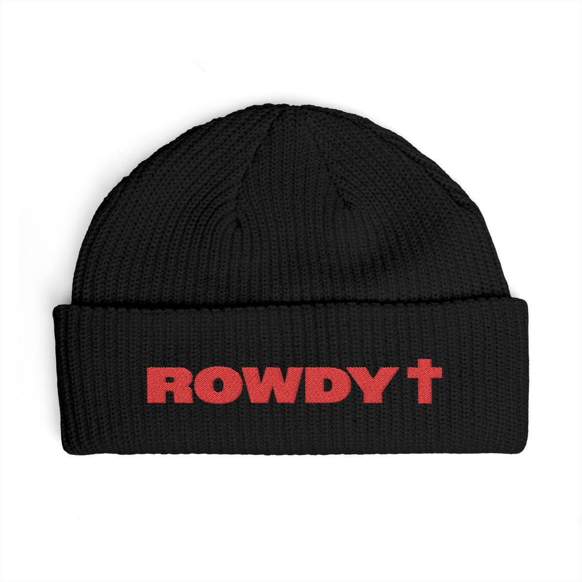 Rowdy Cross Cuff Beanie | Ribbed Knit