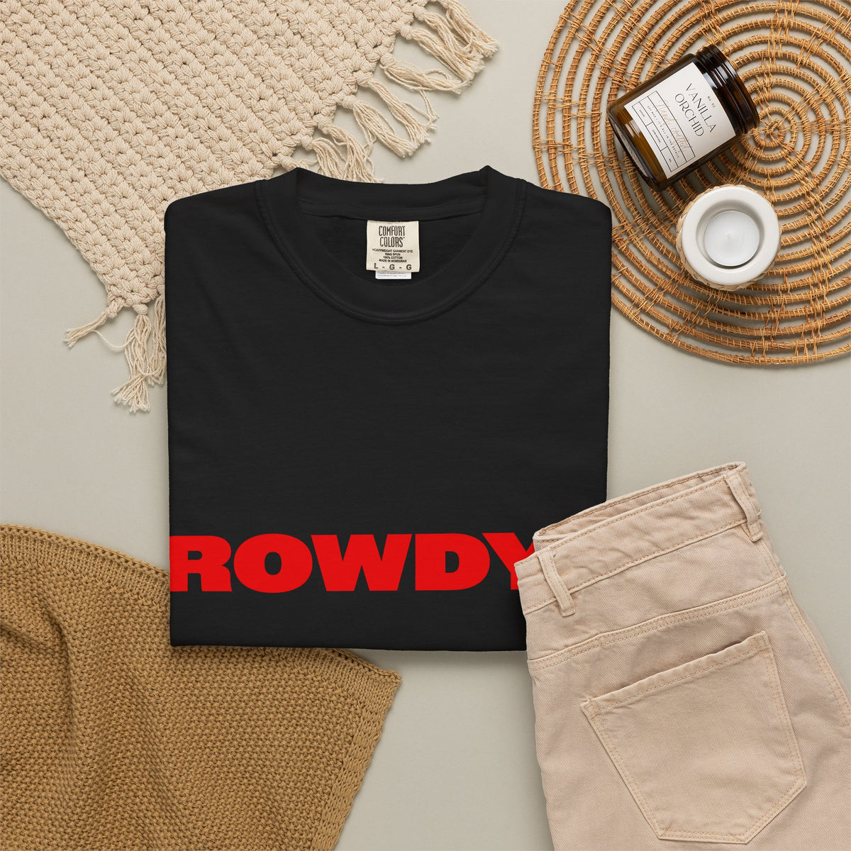Rowdy Cross Tee | Black, Front & Back Print